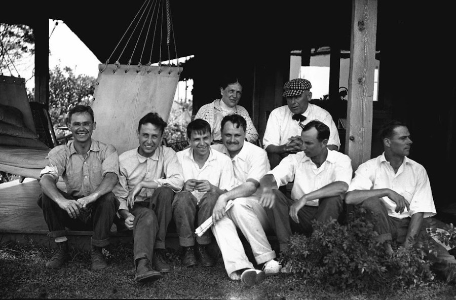 Olmsted Brothers (left to right): Seymour, Allen, Harold, Charles, Remington and John. Parents Clara Morgan and John Bartow Olmsted